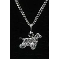 MOOYE ® - Collectie Zilveren Amerikaanse cocker spaniel met staart ketting hanger - klein