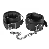 Frisky Kunstleren Boeien Met Hangslot En Ketting - Zwart - handboeien