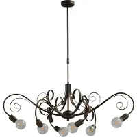 Masterlight Hanglamp Curlie zwart/goud gepatineerd 6lichts