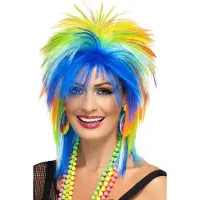 Smiffys 80's rainbow pruik multi (multicolour)