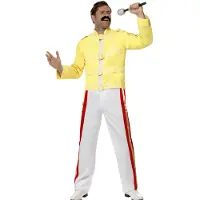 Smiffys Freddy Mercury Original kostuum (geel, wit en rood, M (borst 96,5-101,5cm /binnenbeen 83cm))