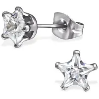 Montebello Oorbellen Baya White - Dames - 316L Staal PVC - Zirkonia - Ster - ?6 mm
