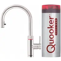 Quooker Flex keukenkraan koud, warm en kokend water inclusief uittrekbare uitloop met PRO3 reservoir RVS