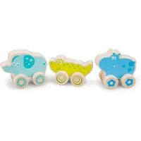 New Classic Toys wheelie Safari Animals hout groen/blauw 3 delig