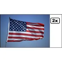 Thema party 2x Amerikaanse Vlag (USA - Verenigde Staten - Amerika Vlag) - 90x150cm