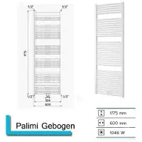 Boss & Wessing Handdoekradiator palimi gebogen 1775x600 mm zandsteen