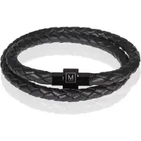 Memphis leren wrap armband Zwart-21cm