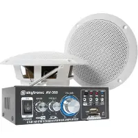 Fenton Weerbestendige 6.5" speakerset + versterker en kabel voor muziek op terras of veranda