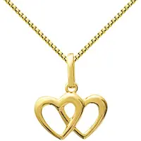 Montebello Ketting Double Gold - Dames - 925 Zilver Verguld - Hart - 15 x 16 mm - 45 cm