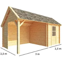 Warentuin Collection Blokhut, tuinhuisje met overkapping Michelle-Noe 550 cm bij 250 cm diep kapschuurdak 9