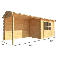 Warentuin Collection Blokhut, tuinhuisje met overkapping Fenna-Ela 600 cm bij 200 cm diep zadeldak