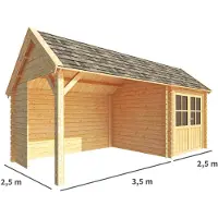 Warentuin Collection Blokhut, tuinhuisje met overkapping Michelle-Dana 600 cm bij 250 cm diep kapschuurdak 3