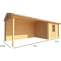 Warentuin Collection Blokhut, tuinhuisje met overkapping Fenna-Fayenne 700 cm bij 250 cm diep zadeldak 2