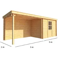 Warentuin Collection Blokhut, tuinhuisje met overkapping Els-Olivia 600 cm bij 200 cm diep lessenaarsdak