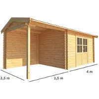 Warentuin Collection Blokhut, tuinhuisje met overkapping Fenna-Mirte 650 cm bij 250 cm diep zadeldak 9