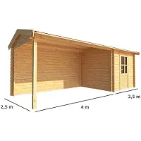 Warentuin Collection Blokhut, tuinhuisje met overkapping Fenna-Britt 650 cm bij 250 cm diep zadeldak 1