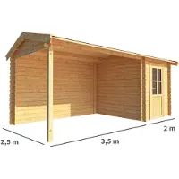 Warentuin Collection Blokhut, tuinhuisje met overkapping Fenna-Meryem 550 cm bij 250 cm diep zadeldak