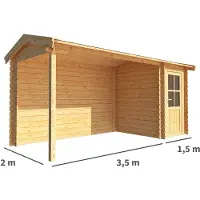 Warentuin Collection Blokhut, tuinhuisje met overkapping Fenna-Pleun 500 cm bij 200 cm diep zadeldak