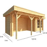 Warentuin Collection Blokhut, tuinhuisje met overkapping Lisa-Phileine 600 cm bij 200 cm diep plat dak 9