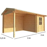 Warentuin Collection Blokhut, tuinhuisje met overkapping Fenna-Juliette 500 cm bij 250 cm diep zadeldak