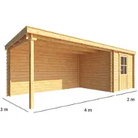 Warentuin Collection Blokhut, tuinhuisje met overkapping Els-Sophia 600 cm bij 300 cm diep lessenaarsdak 11
