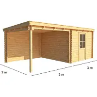 Warentuin Collection Blokhut, tuinhuisje met overkapping Els-Lara 600 cm bij 300 cm diep lessenaarsdak 4