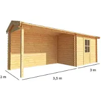 Warentuin Collection Blokhut, tuinhuisje met overkapping Fenna-Hendrika 650 cm bij 200 cm diep zadeldak 8