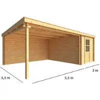 Warentuin Collection Blokhut, tuinhuisje met overkapping Els-Jolie 650 cm bij 350 cm diep lessenaarsdak 3