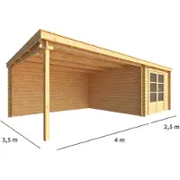 Warentuin Collection Blokhut, tuinhuisje met overkapping Els-Lise 650 cm bij 350 cm diep lessenaarsdak 4