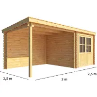 Warentuin Collection Blokhut, tuinhuisje met overkapping Els-Sofia 550 cm bij 250 cm diep lessenaarsdak 2