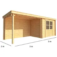 Warentuin Collection Blokhut, tuinhuisje met overkapping Els-Roos 600 cm bij 200 cm diep lessenaarsdak 5