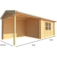 Warentuin Collection Blokhut, tuinhuisje met overkapping Fenna-Dani 700 cm bij 250 cm diep zadeldak 8
