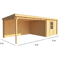 Warentuin Collection Blokhut, tuinhuisje met overkapping Els-Hanna 700 cm bij 300 cm diep lessenaarsdak 10