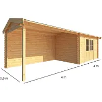 Warentuin Collection Blokhut, tuinhuisje met overkapping Fenna-Nynke 800 cm bij 250 cm diep zadeldak