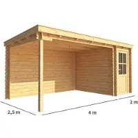 Warentuin Collection Blokhut, tuinhuisje met overkapping Els-Elin 600 cm bij 250 cm diep lessenaarsdak