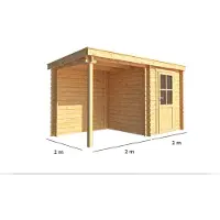 Warentuin Collection Blokhut, tuinhuisje met overkapping Els-Evi 400 cm bij 200 cm diep lessenaarsdak II