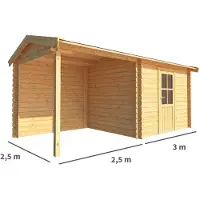 Warentuin Collection Blokhut, tuinhuisje met overkapping Fenna-Maysa 550 cm bij 250 cm diep zadeldak 10