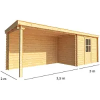 Warentuin Collection Blokhut, tuinhuisje met overkapping Els-Yara 650 cm bij 200 cm diep lessenaarsdak