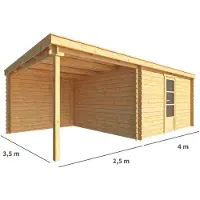 Warentuin Collection Blokhut, tuinhuisje met overkapping Els-Isabelle 650 cm bij 350 cm diep lessenaarsdak 5