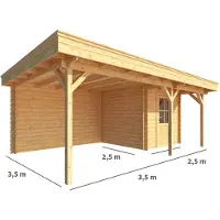 Warentuin Collection Blokhut, tuinhuisje met overkapping Lisa-Jessie 600 cm bij 250 cm diep plat dak 8