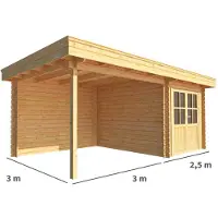 Warentuin Collection Blokhut, tuinhuisje met overkapping Lisa-Juliette 550 cm bij 300 cm diep plat dak 7
