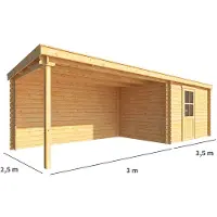Warentuin Collection Blokhut, tuinhuisje met overkapping Els-Lina 650 cm bij 250 cm diep lessenaarsdak 9