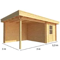 Warentuin Collection Blokhut, tuinhuisje met overkapping Lisa-Charlie 550 cm bij 300 cm diep plat dak 5