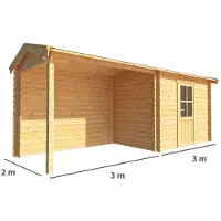 Warentuin Collection Blokhut, tuinhuisje met overkapping Fenna-Diede 600 cm bij 200 cm diep zadeldak 3