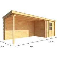 Warentuin Collection Blokhut, tuinhuisje met overkapping Els-Fleur 650 cm bij 200 cm diep lessenaarsdak 9