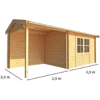 Warentuin Collection Blokhut, tuinhuisje met overkapping Fenna-Ruby 600 cm bij 250 cm diep zadeldak 10