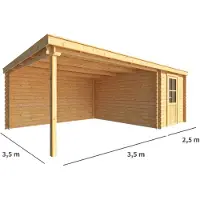 Warentuin Collection Blokhut, tuinhuisje met overkapping Els-Robin 600 cm bij 350 cm diep lessenaarsdak 8