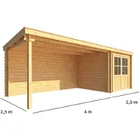 Warentuin Collection Blokhut, tuinhuisje met overkapping Els-Sanne 650 cm bij 250 cm diep lessenaarsdak