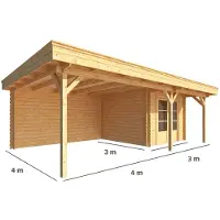 Warentuin Collection Blokhut, tuinhuisje met overkapping Lisa-Lizz 700 cm bij 300 cm diep plat dak 9