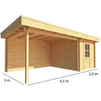 Warentuin Collection Blokhut, tuinhuisje met overkapping Lisa-Lucy 600 cm bij 300 cm diep plat dak 1